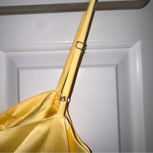 Meshki Tasia Tie Front Satin Mini Dress in Lemon yellow S NWT - Picture 11 of 16